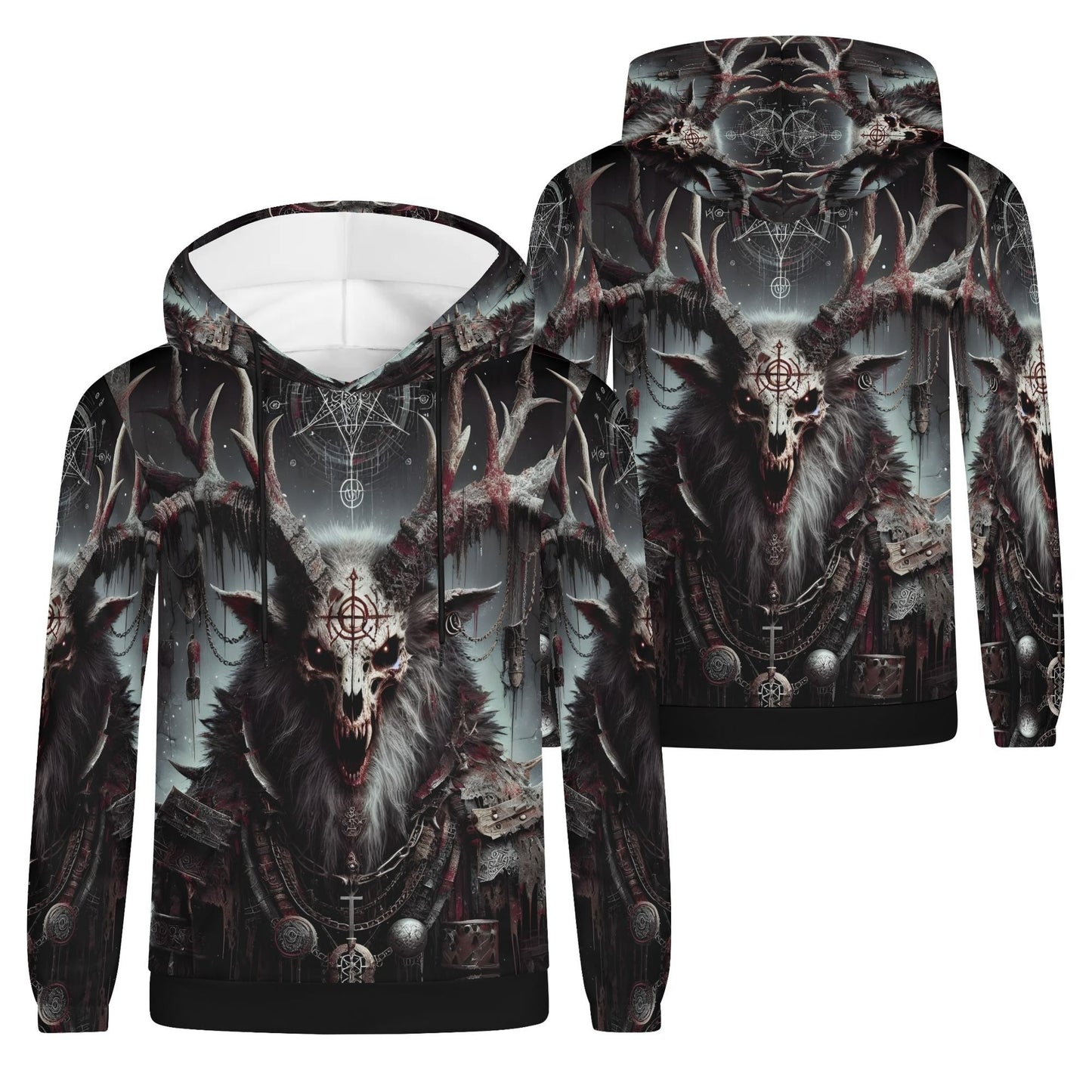 Mythical Monsters Wendigo Poly French Terry Hoodie with dark eerie Wendigo design and detailed artwork