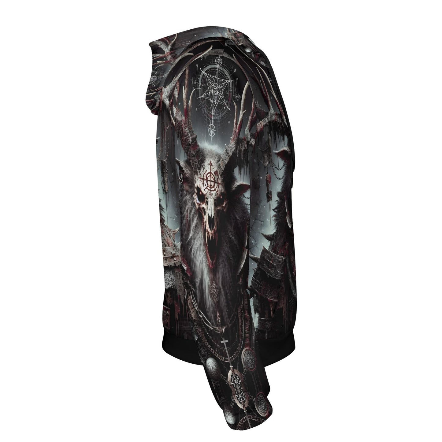 Loud and Lethal Mythical Monsters Wendigo Poly French Terry Hoodie featuring dark fantasy creature design