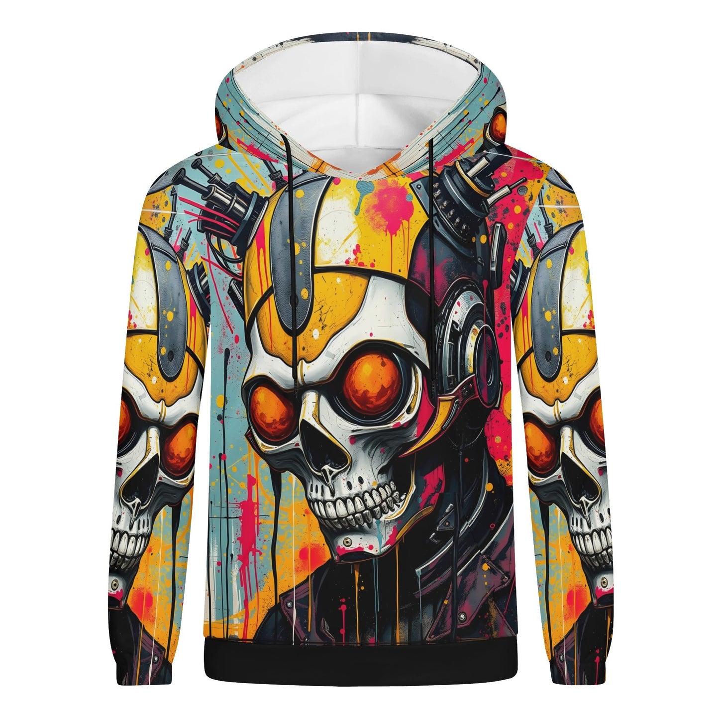 Neon Reaper Poly French Terry hoodie by Loud and Lethal with colorful skull and mechanical design
