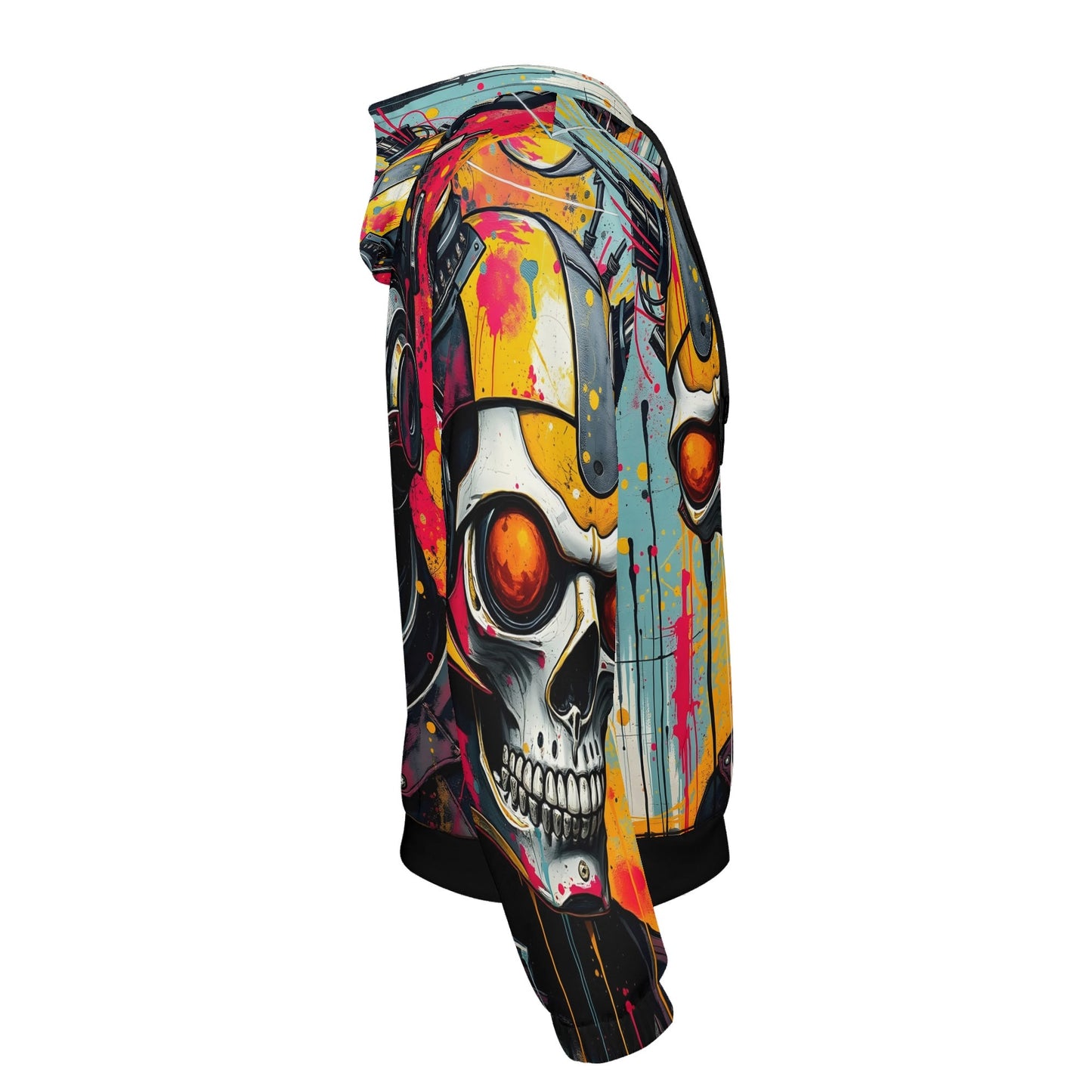 Neon Reaper Poly French Terry hoodie by Loud and Lethal featuring vibrant skull graphic on black background