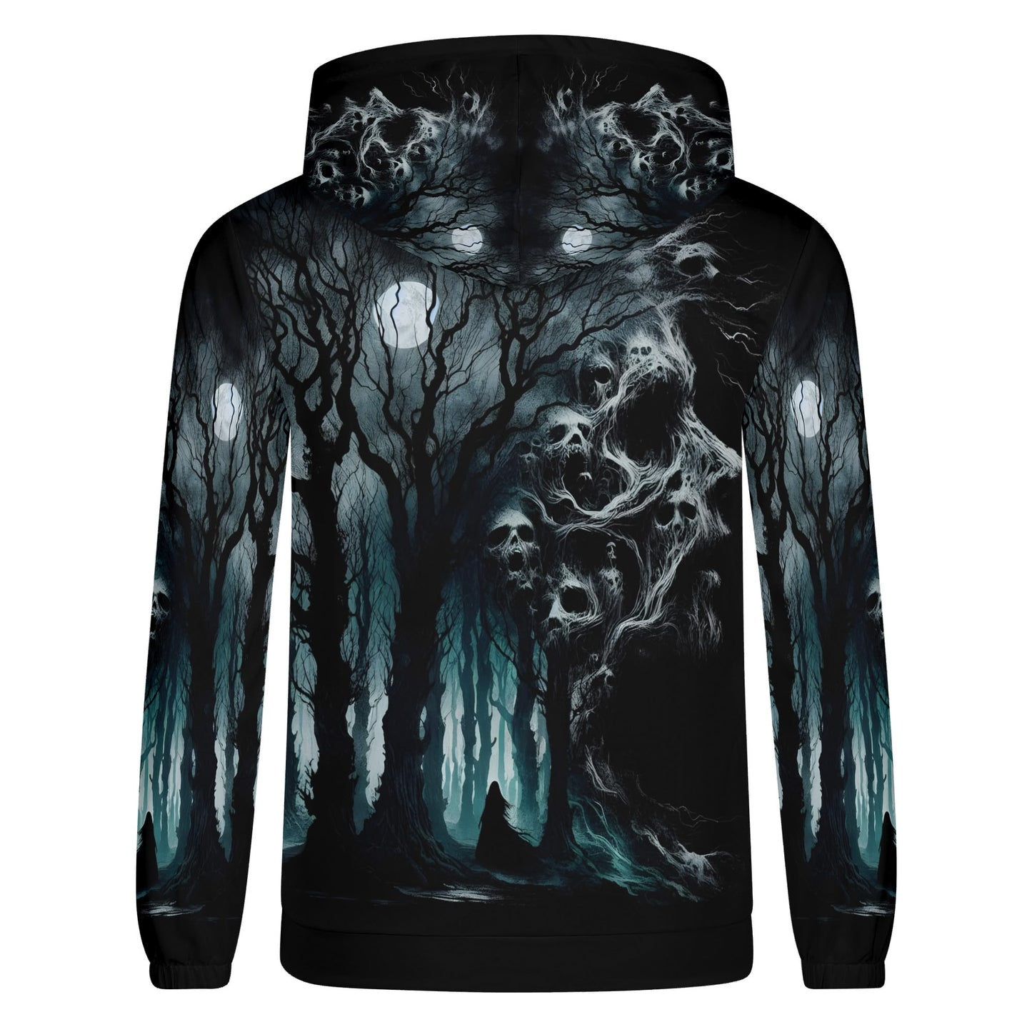 Nightmare Grove Poly French Terry hoodie by Loud and Lethal with dark eerie forest and skull design