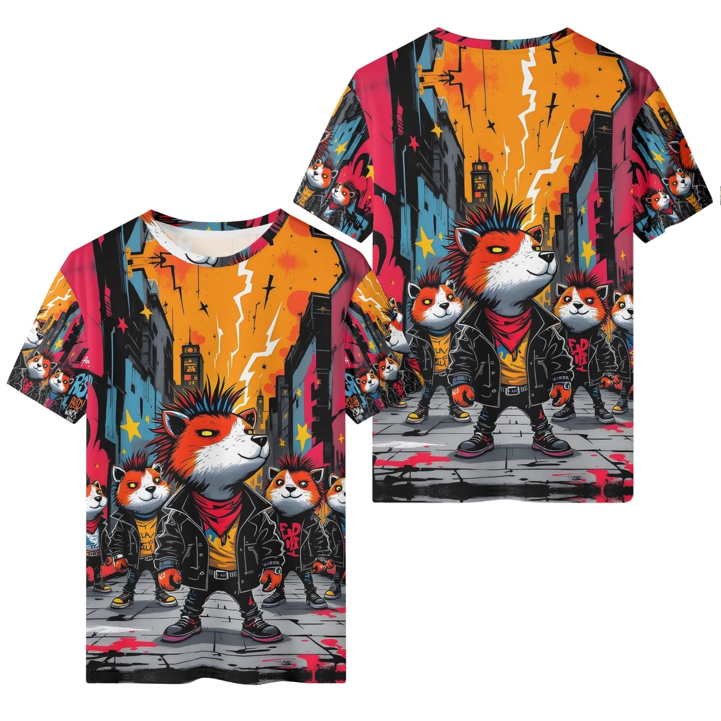 Punk Street Legends Organic Cotton Kids T-Shirt with colorful graffiti fox design by Loud and Lethal