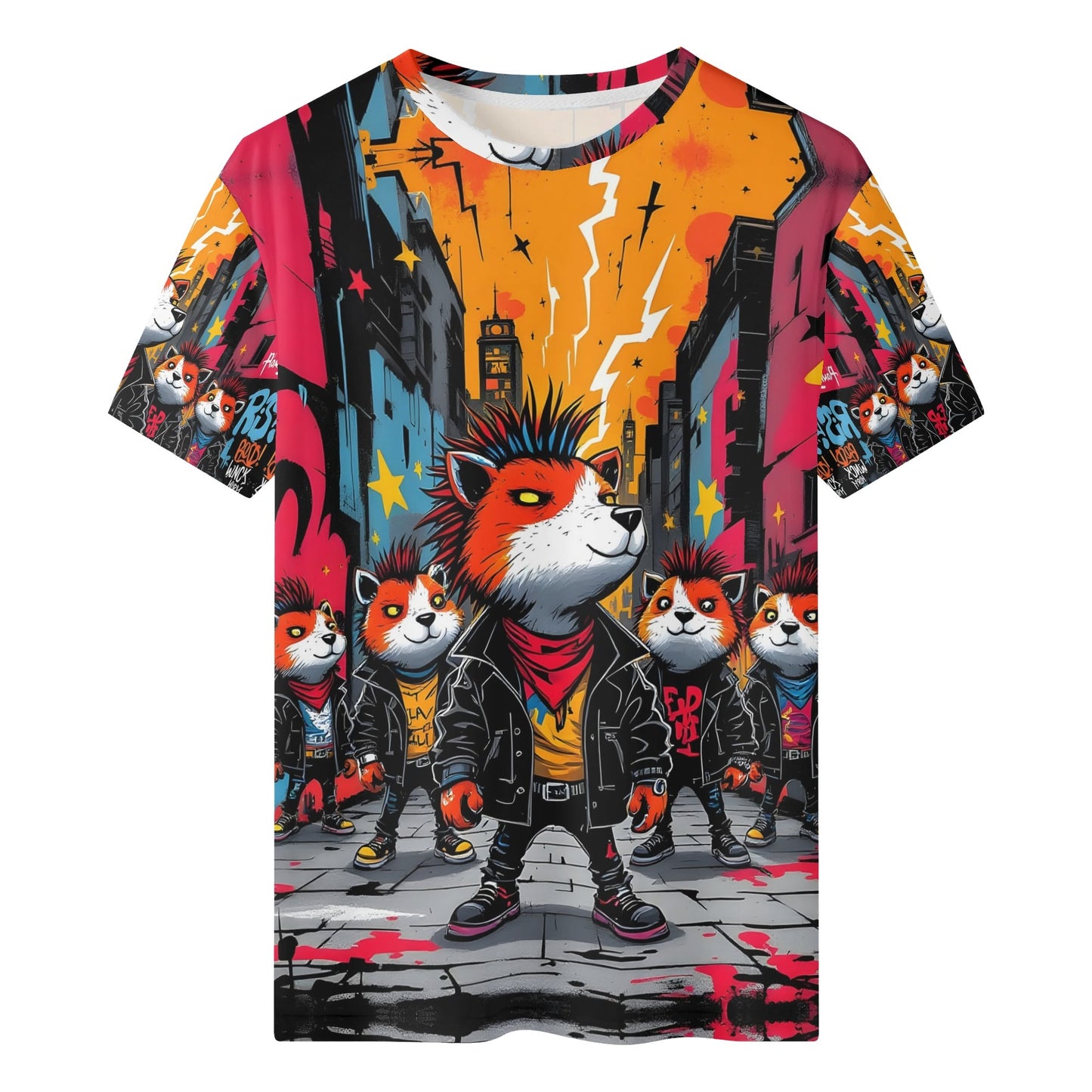 Colorful Punk Street Legends Organic Cotton Kids T-Shirt with edgy cartoon dog design