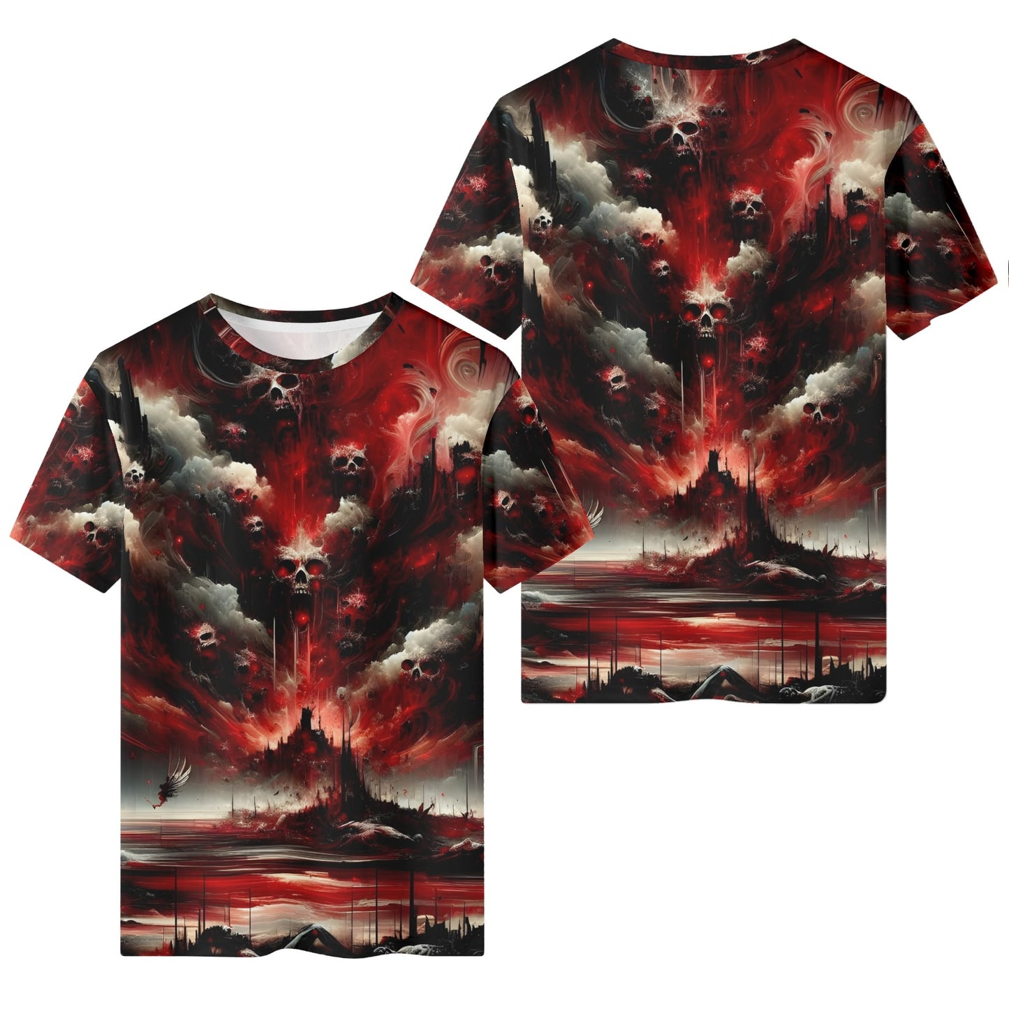 Loud and Lethal Raining Blood 100 Cotton T-Shirt with dark red and black skull design