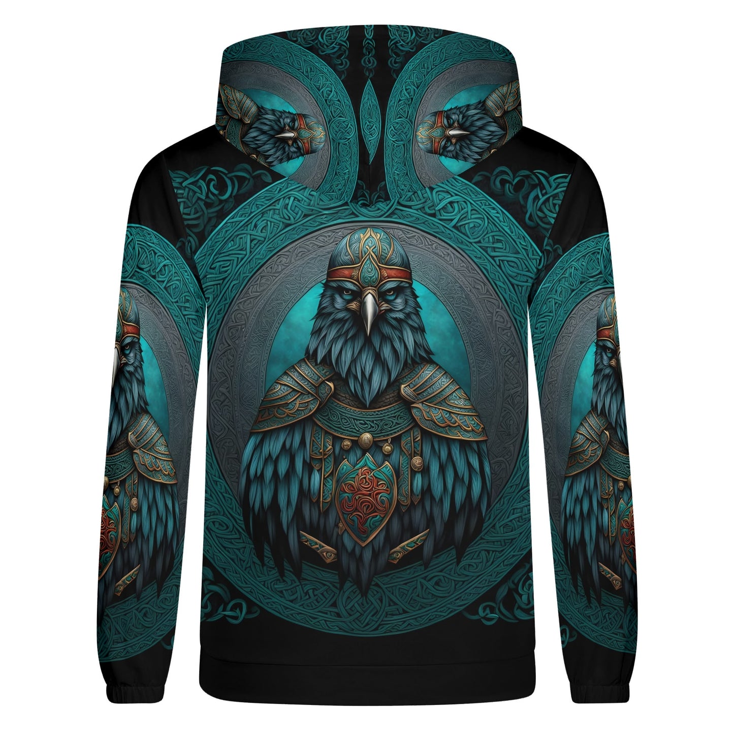 Raven of the North Poly French Terry hoodie by Loud and Lethal featuring detailed blue raven warrior design