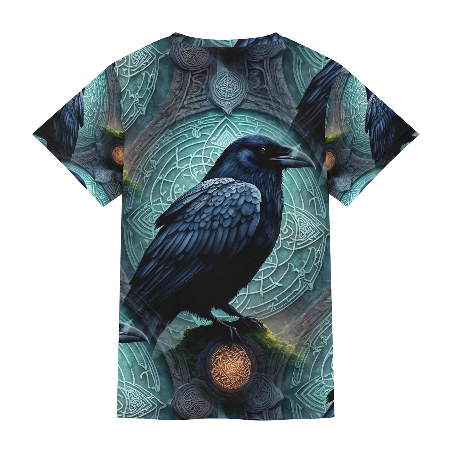 Raven of the Runestones Lycra T-Shirt by Loud and Lethal featuring a detailed raven and runestone design