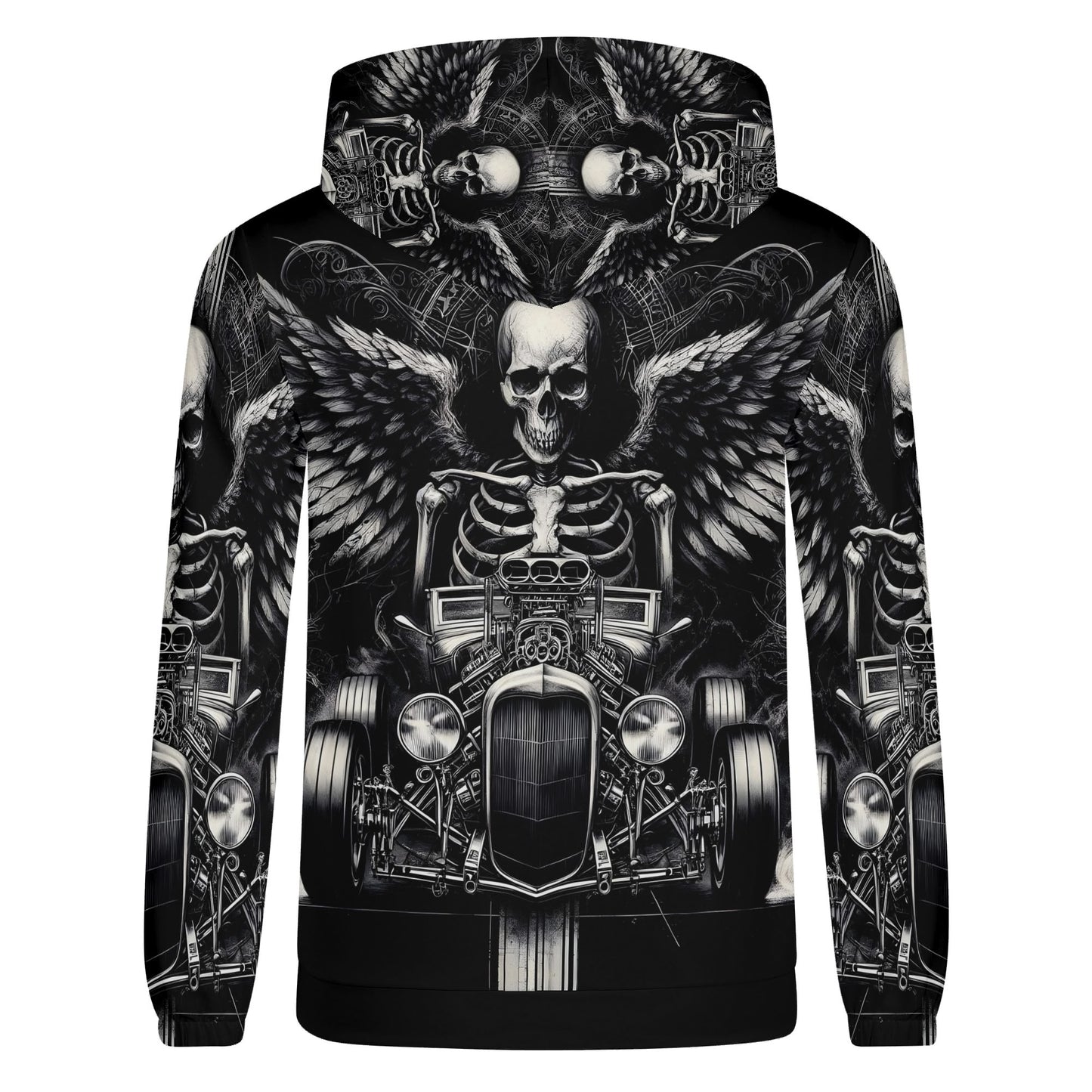 Reapers Hot Rod Cotton Terry hoodie by Loud and Lethal featuring a skeleton with wings driving a hot rod design