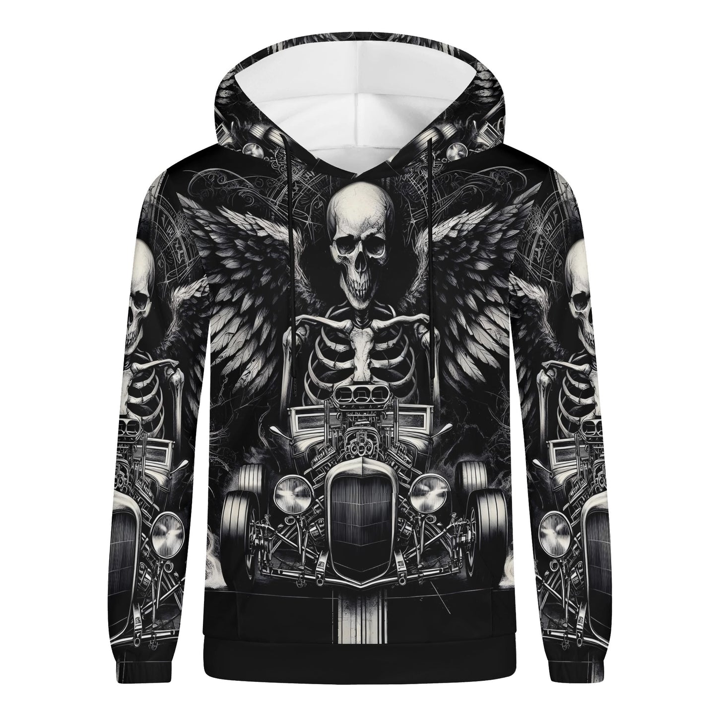 Reapers Hot Rod Cotton Terry hoodie featuring a skeleton driving a hot rod with wings graphic