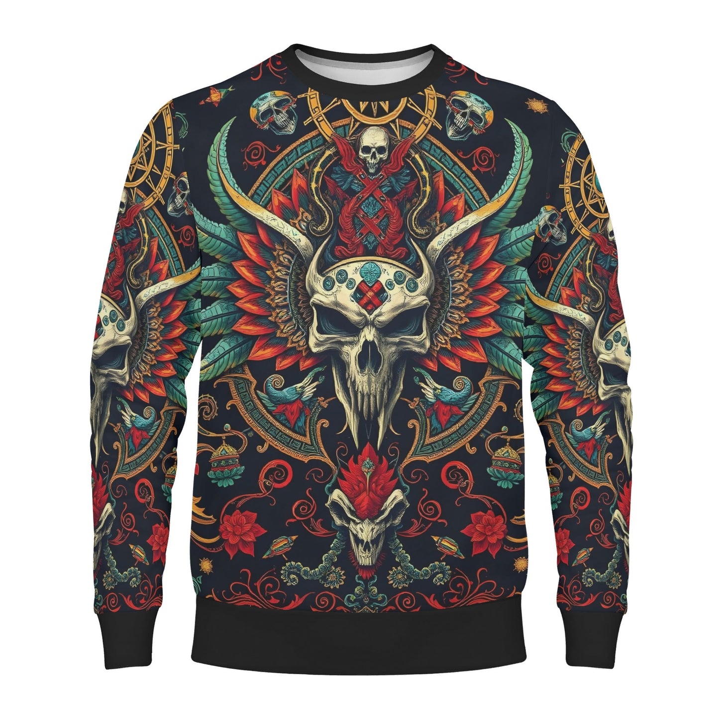 Flourish of Rebellion Limited Edition Poly French Terry Sweatshirt by Loud and Lethal unisex skull floral design