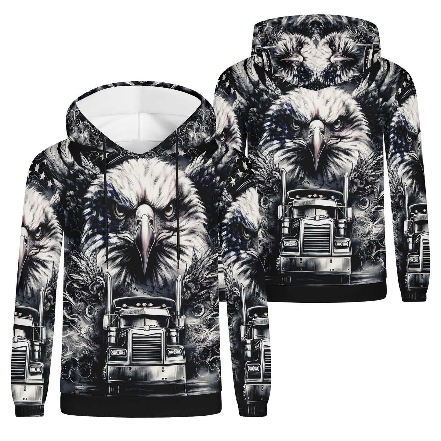 Revolt On Wheels Poly French Terry hoodie by Loud and Lethal featuring bold eagle and truck graphic