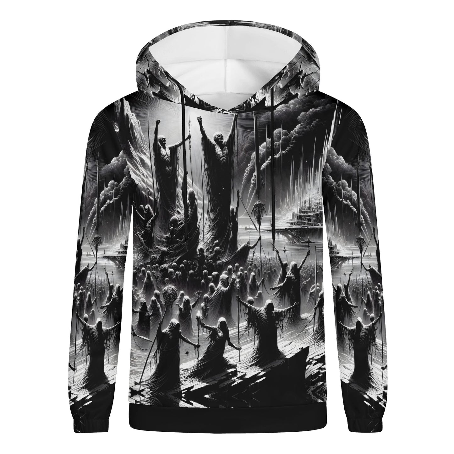 Loud and Lethal Rise of the Fallen Cotton Terry hoodie black and white graphic design unisex