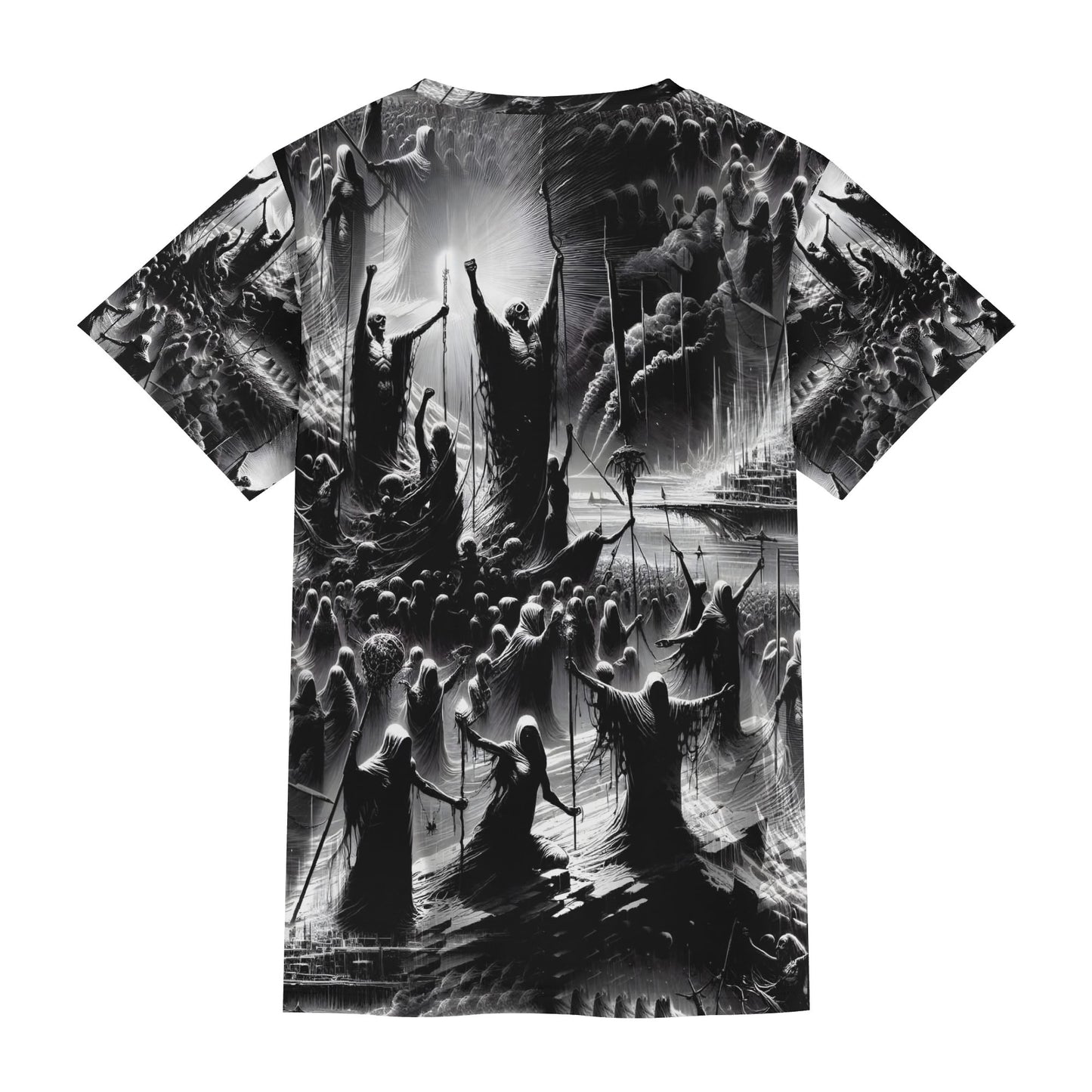 Loud and Lethal Rise of the Fallen Lycra T-Shirt unisex black and white graphic design