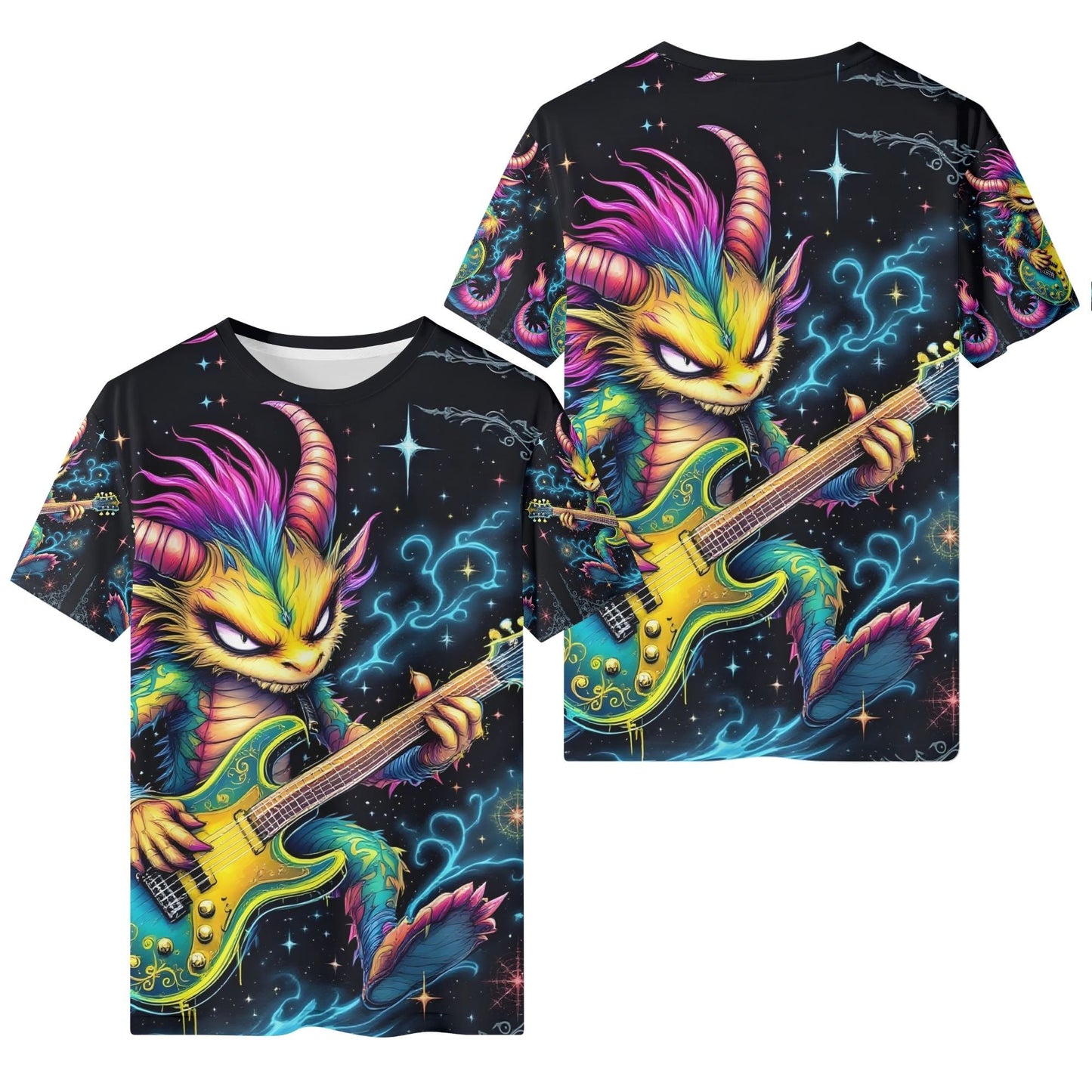 Shredbeast Organic Cotton Kids T-Shirt by Loud and Lethal with colorful monster playing electric guitar design
