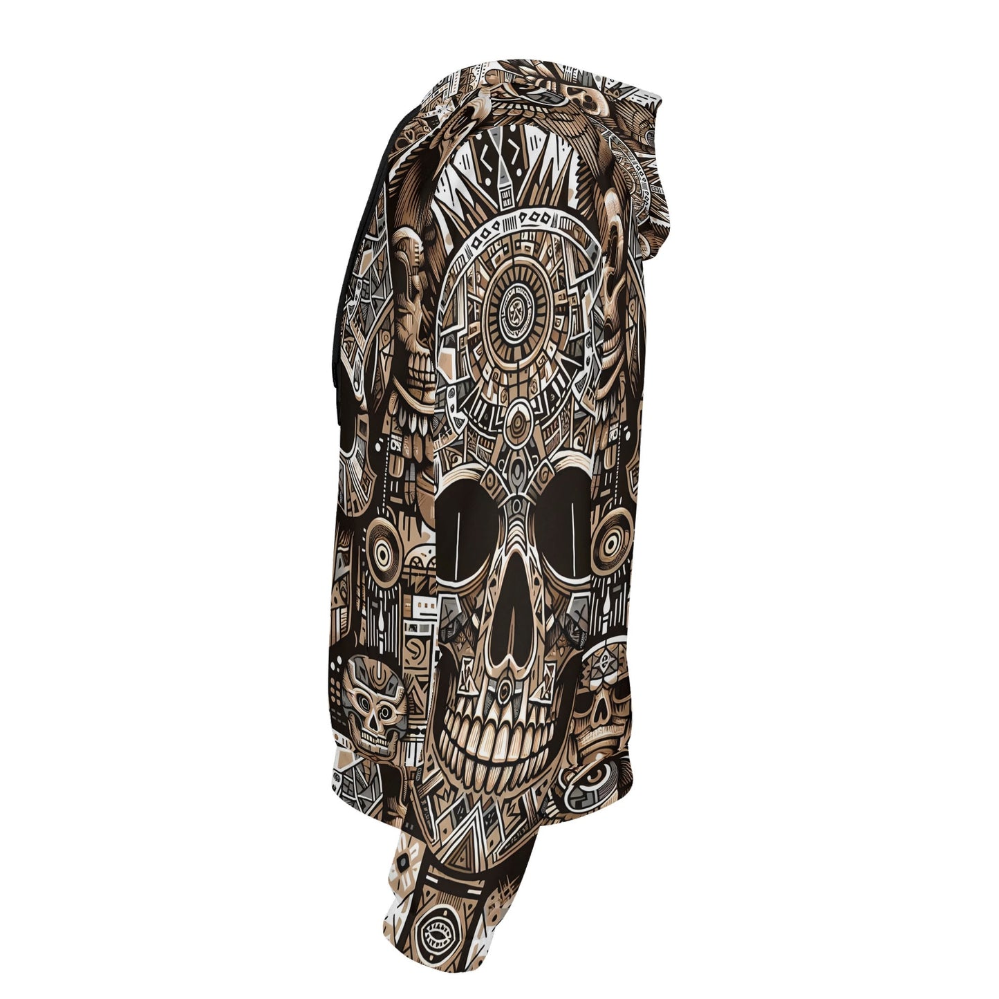 Unisex Loud and Lethal Skull Totem poly french terry hoodie with intricate tribal skull design
