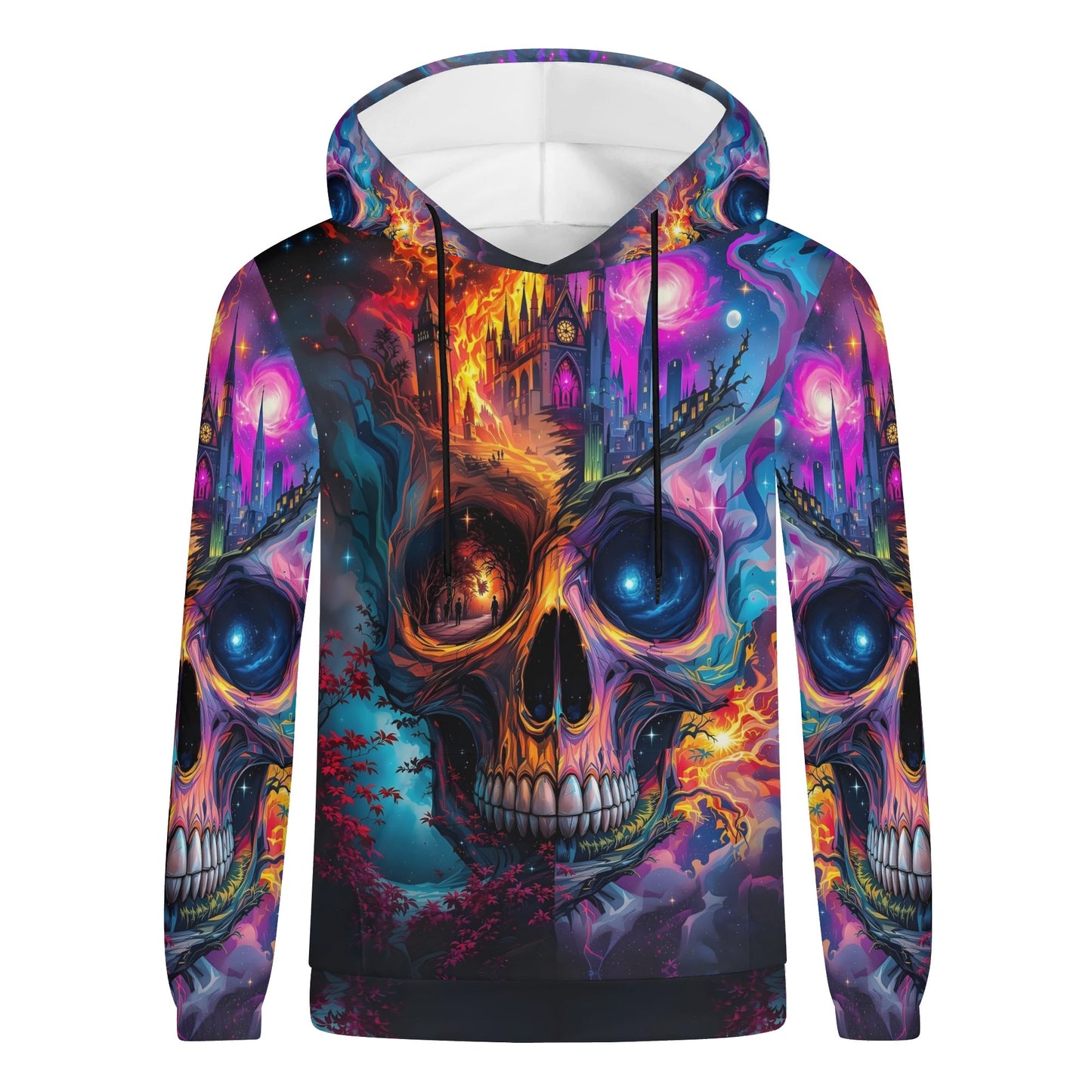 Loud and Lethal unisex Soulfire Awakening Cotton Terry hoodie with vibrant skull and fiery fantasy design