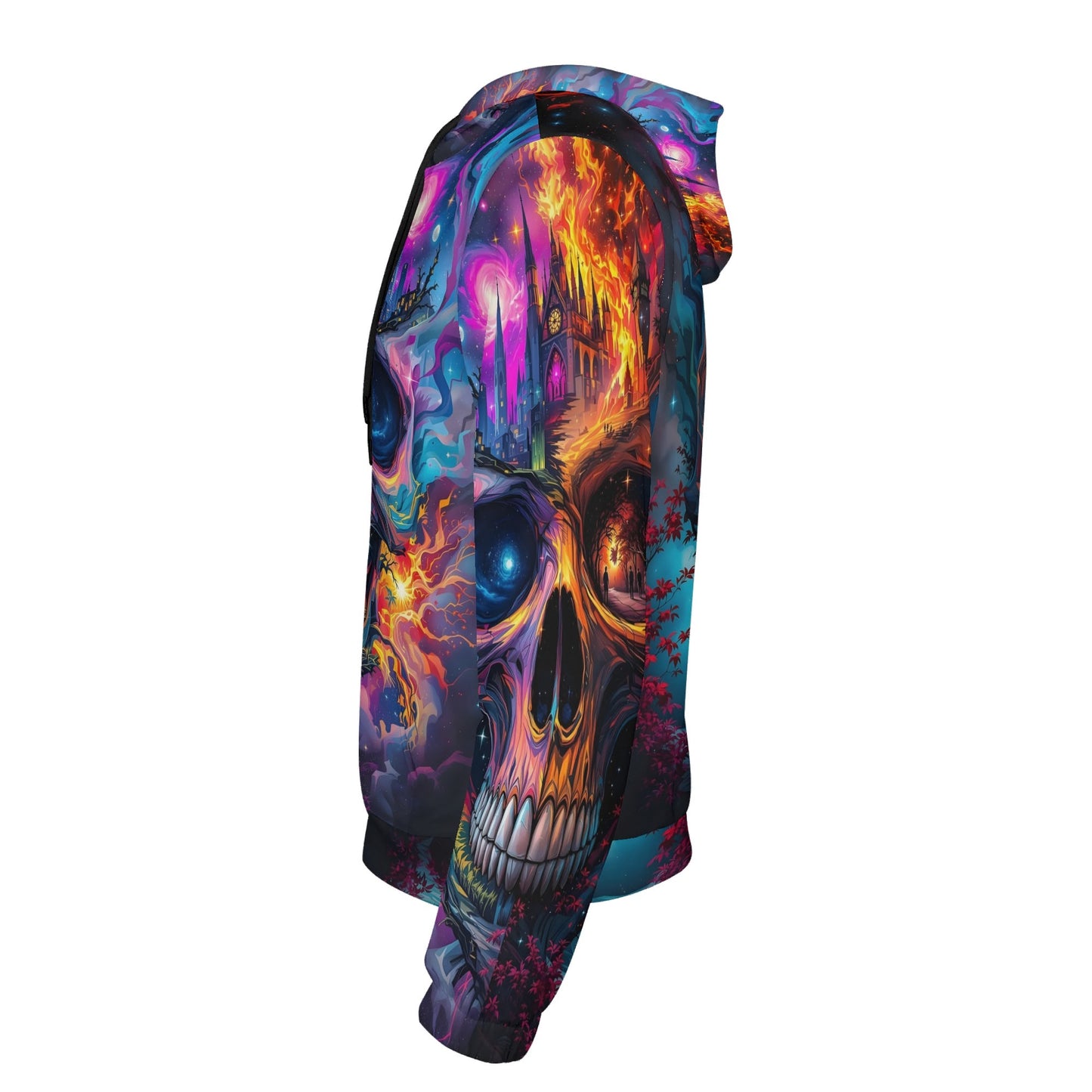 Soulfire Awakening Cotton Terry hoodie by Loud and Lethal with vibrant skull and fiery graphic design