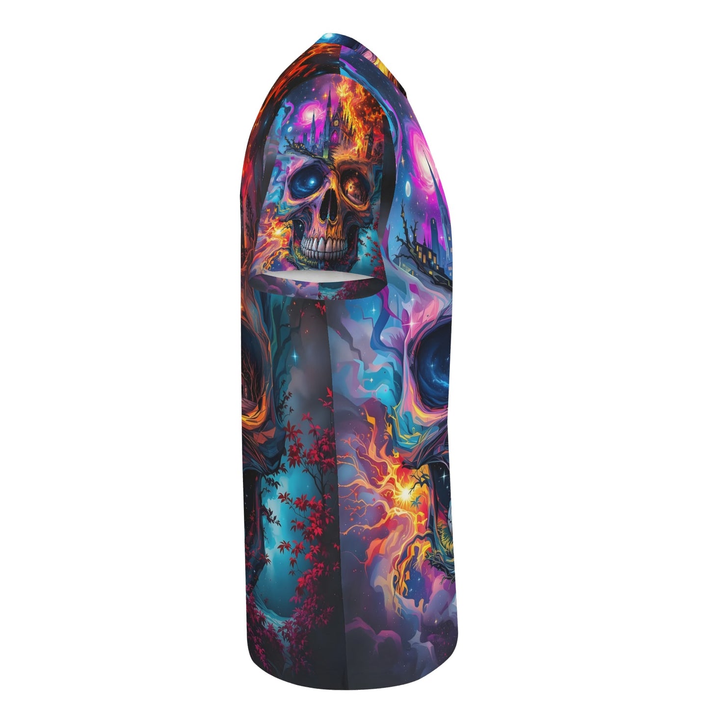 Soulfire Awakening Lycra T-Shirt by Loud and Lethal with vibrant skull and fiery colorful design