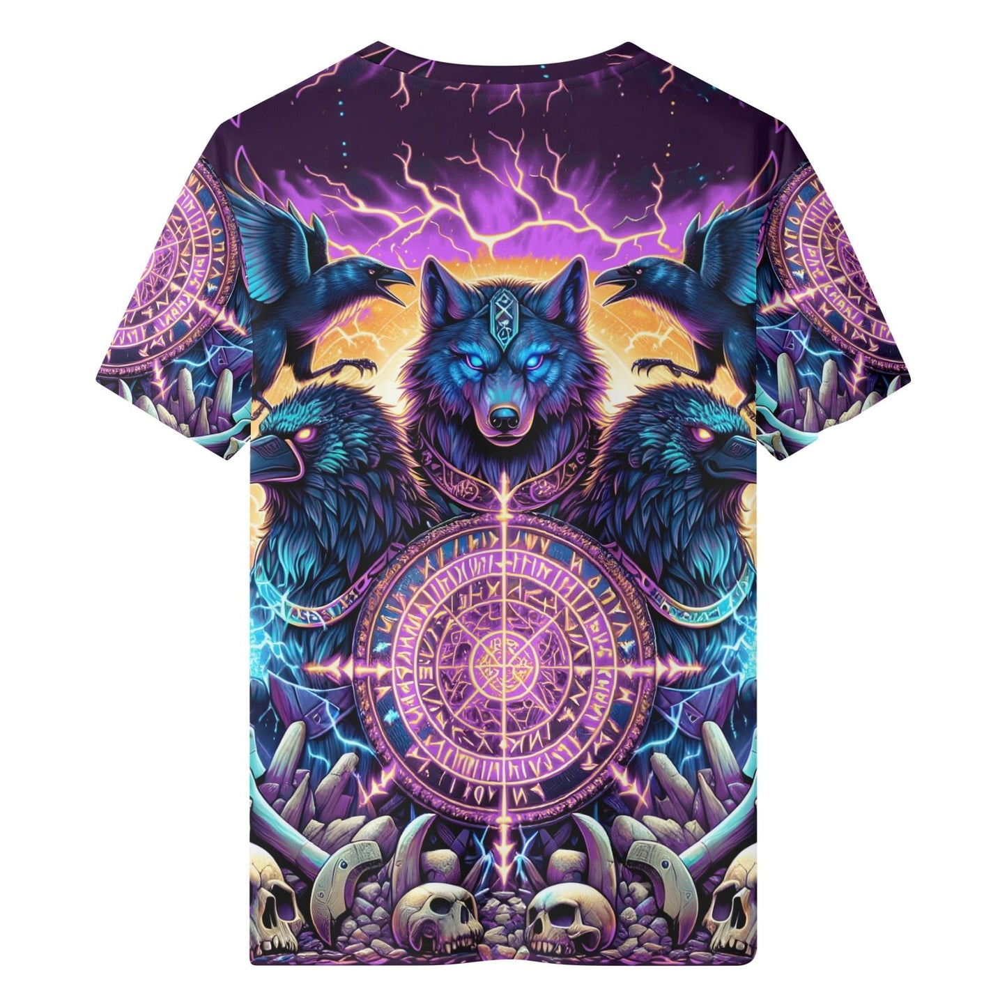 Spirit of the Forsaken purple Org Cotton Kids Tee with vibrant wolf and raven design by Loud and Lethal