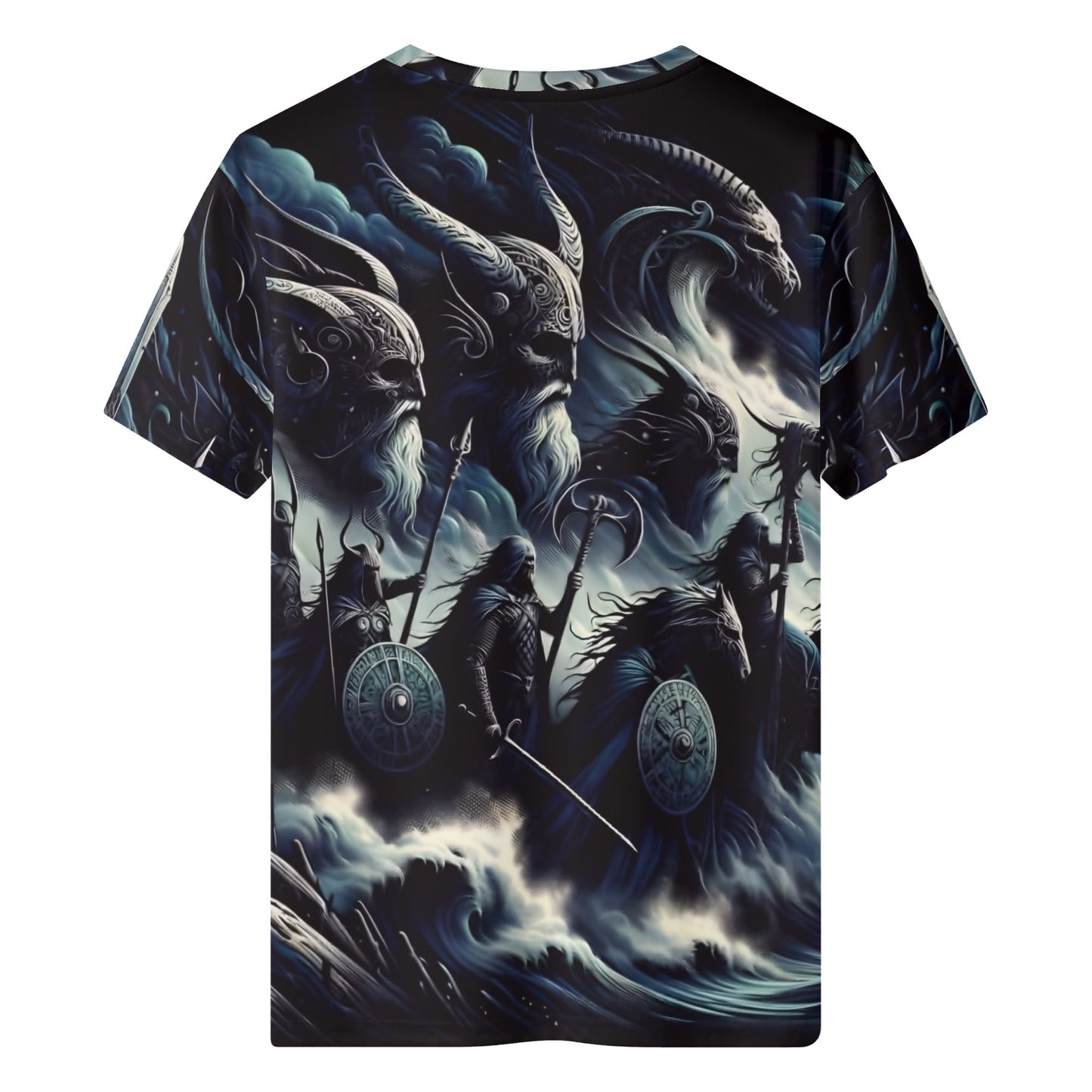 Storm Riders of the Divine Organic Cotton T-Shirt by Loud and Lethal with dark fantasy warrior artwork