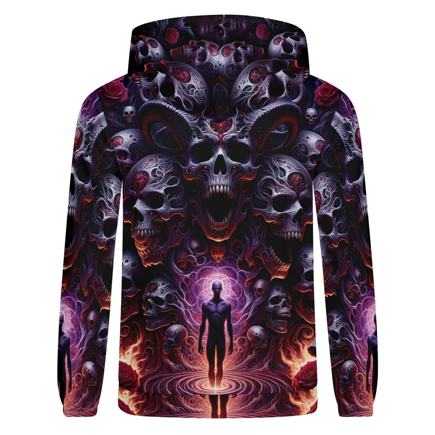 Loud and Lethal The Abyssal Symphony Cotton Terry hoodie with dark skulls and mystical figure design