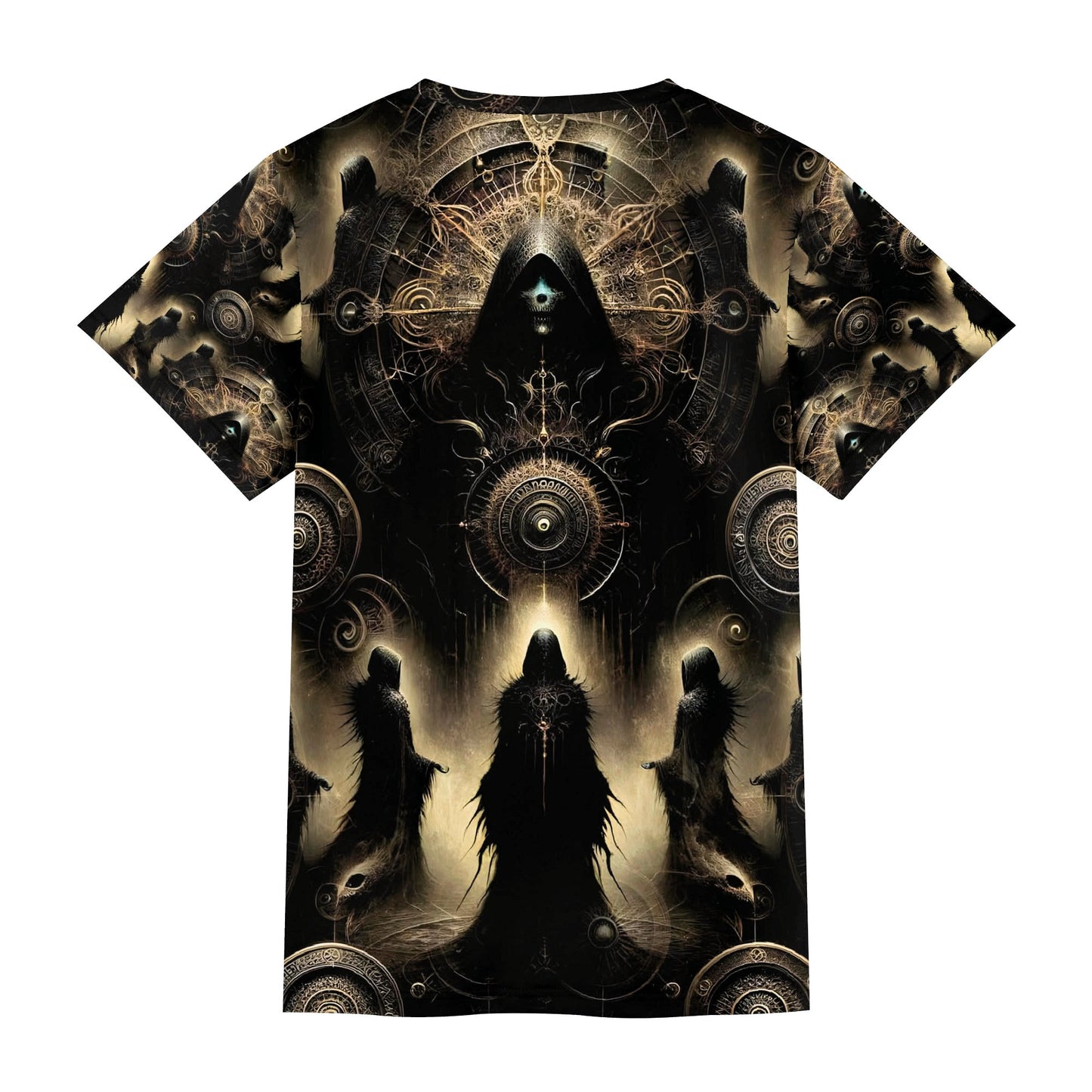 The Hooded Covenant Lycra T-Shirt by Loud and Lethal with dark mystical hooded figure design