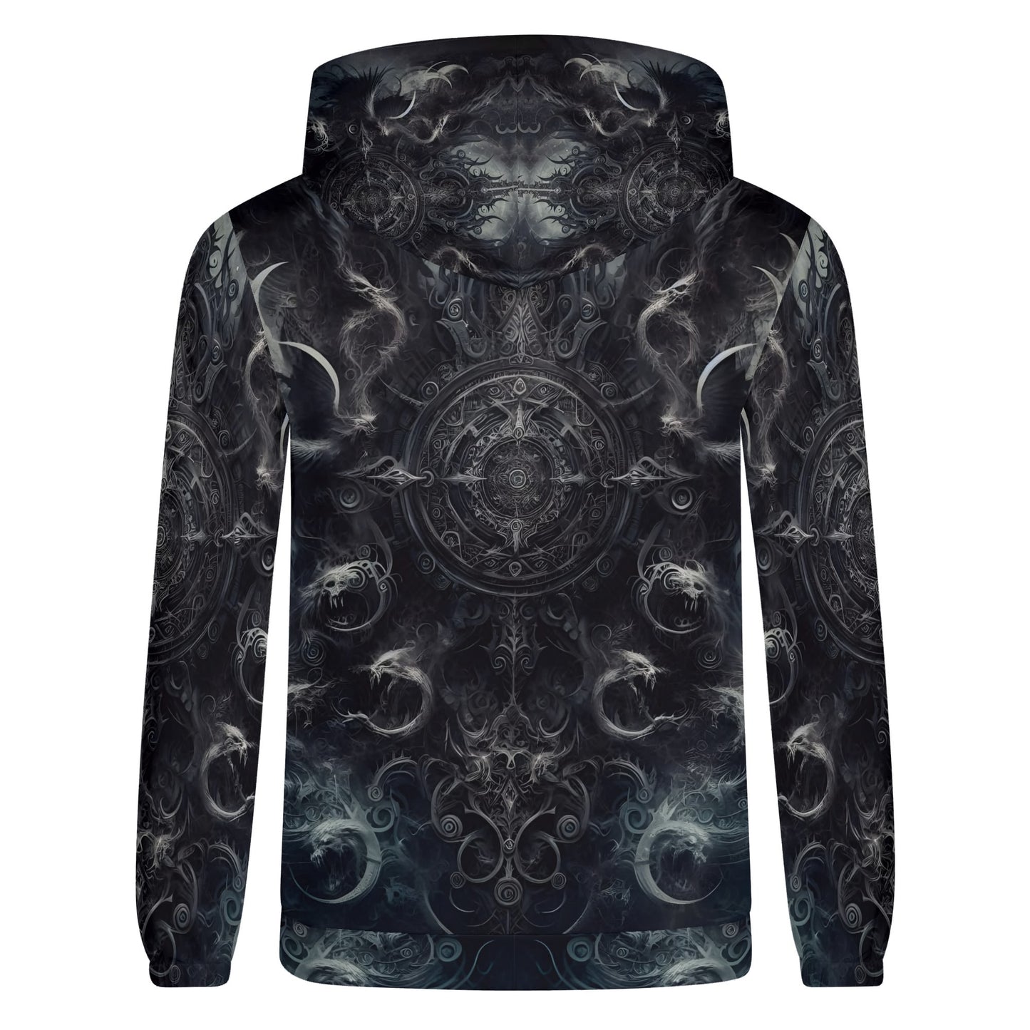The Ornate Prophecy Cotton Terry hoodie by Loud and Lethal with dark detailed mystical design