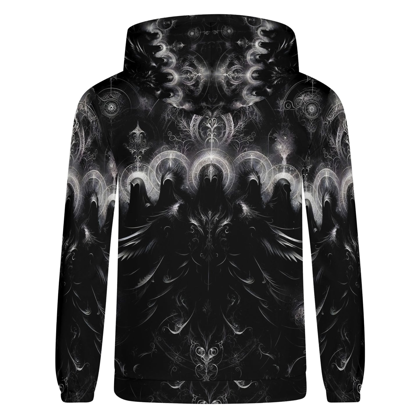 The Sacred Eclipse Poly French Terry hoodie by Loud and Lethal with black and gray mystical abstract design