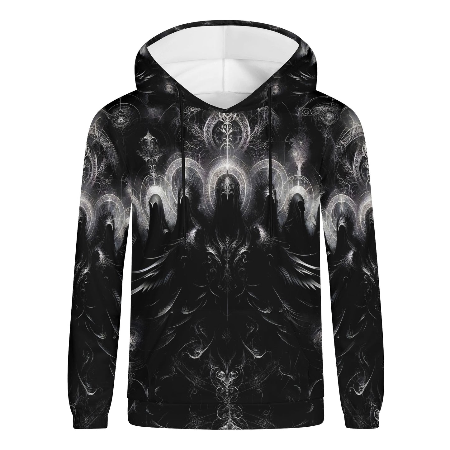 The Sacred Eclipse Poly French Terry hoodie in black with intricate dark mystical design by Loud and Lethal