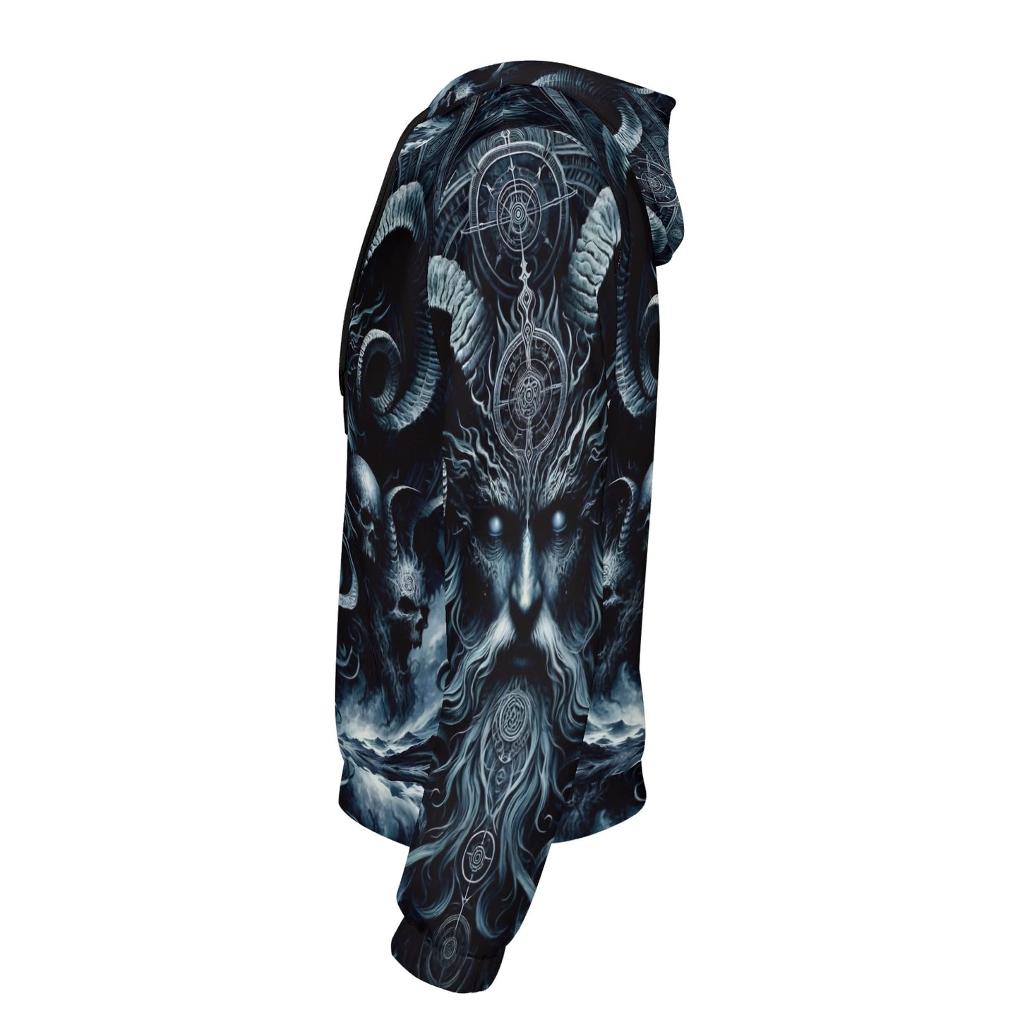 Loud and Lethal The Seas Dark Sentinel Cotton Terry Hoodie with dark mystical sea-themed graphic design