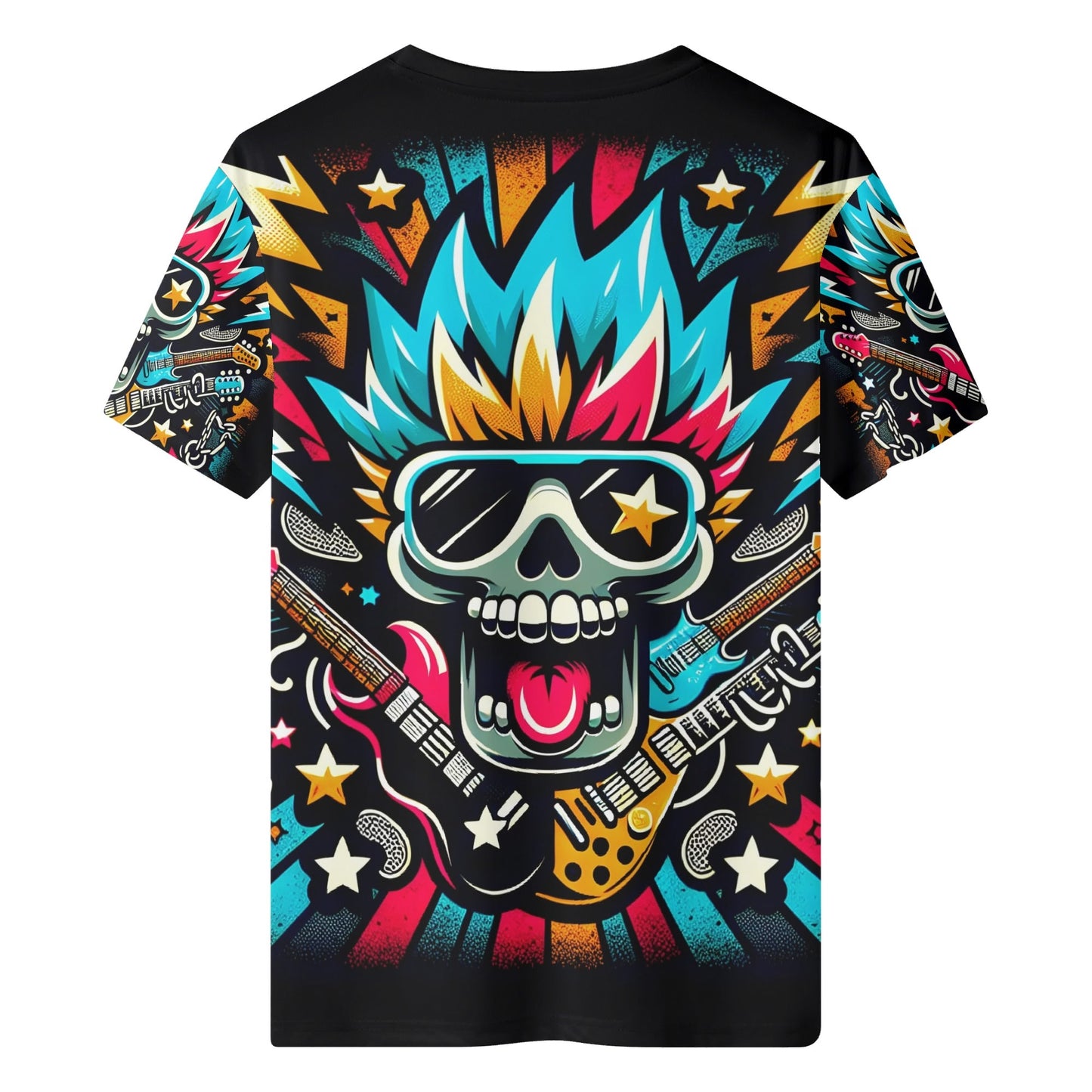 Thunderstruck Organic Cotton Kids T-Shirt by Loud and Lethal with colorful skull and electric guitar design