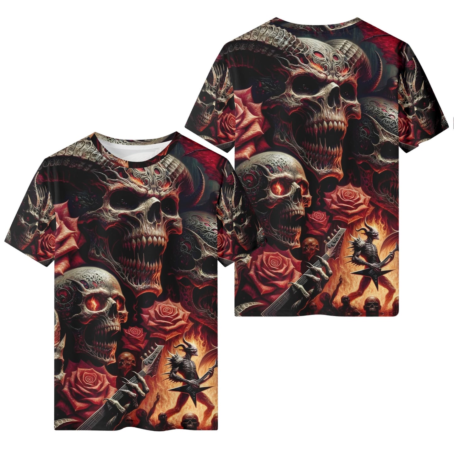 Loud and Lethal Unleashed Rebellion 100 Cotton T-Shirt with skull and rose graphic design
