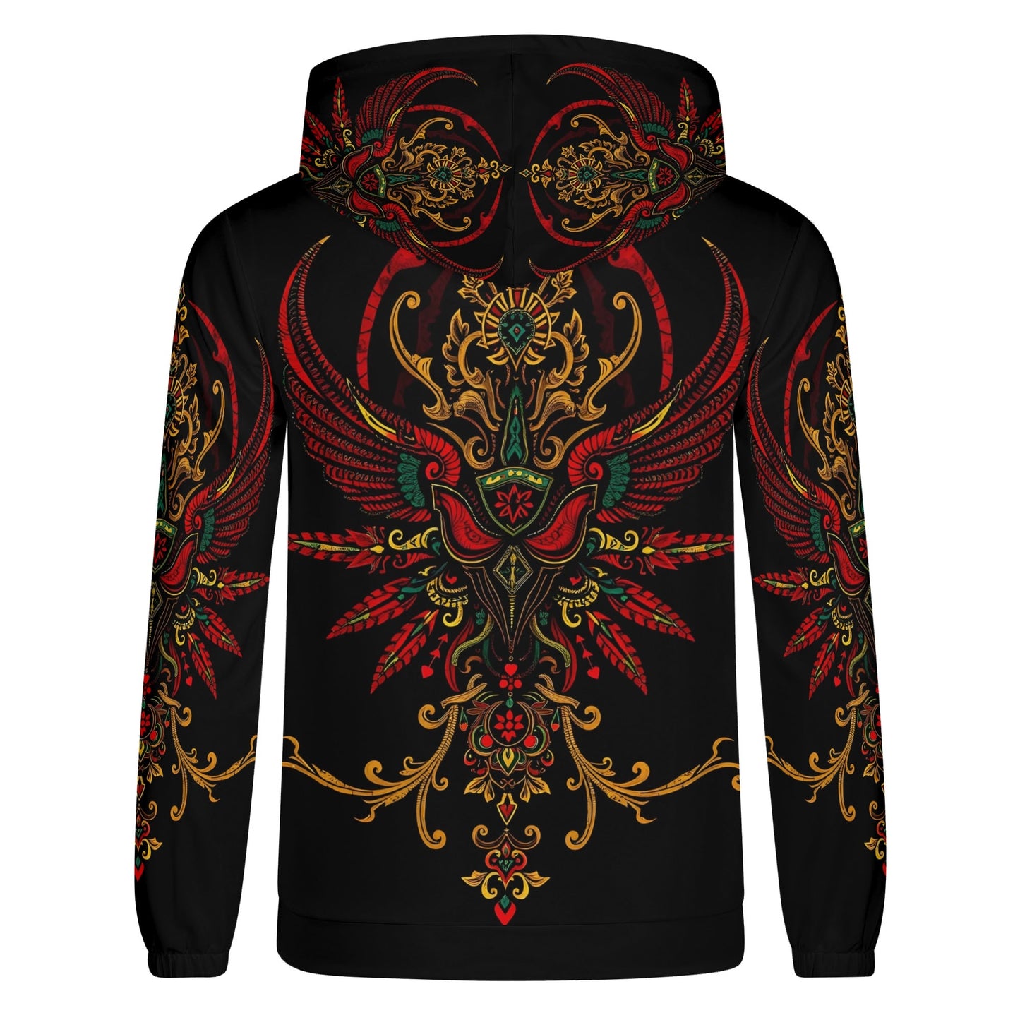 Ornate Uprising Poly French Terry Hoodie Limited Edition unisex black hoodie with red and gold ornate phoenix design