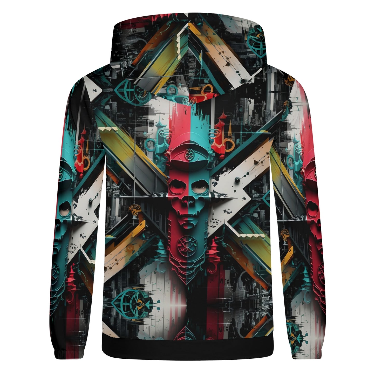 Loud and Lethal Urban Alchemy Cotton Terry Hoodie with colorful abstract skull and geometric design unisex hoodie