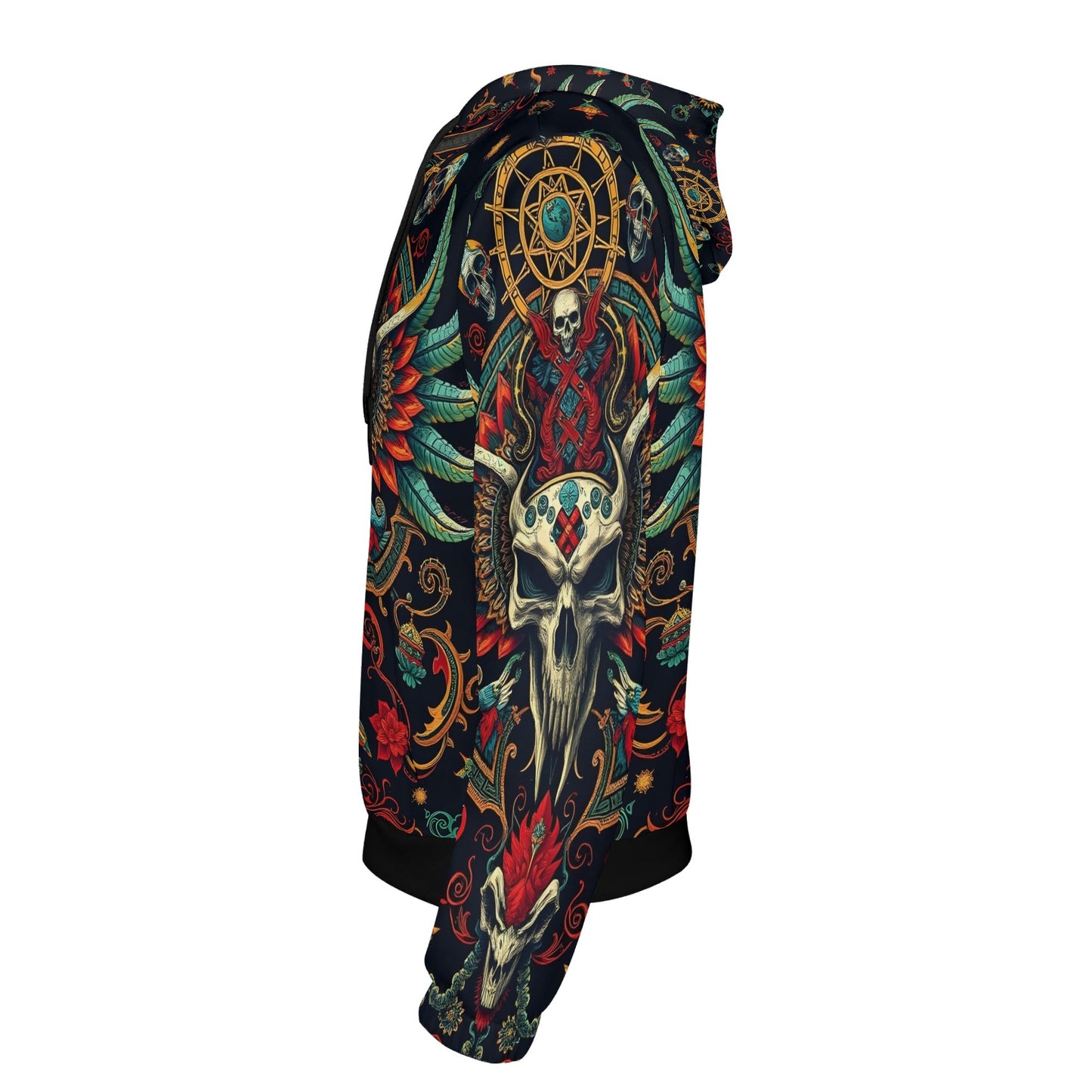 Flourish of Rebellion Poly French Terry Hoodie Limited Edition Loud and Lethal unisex hoodie with ornate skull and floral design