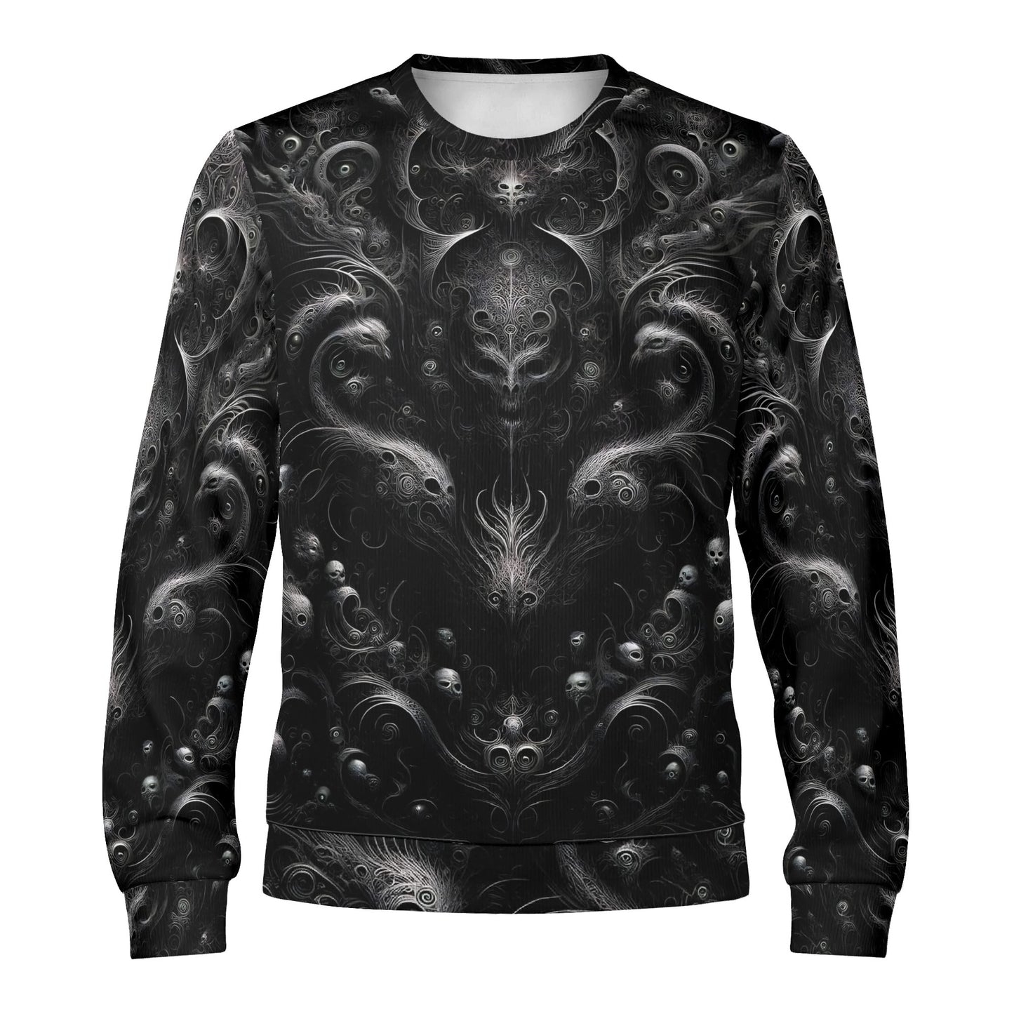 Loud and Lethal unisex sweatshirt with intricate dark symmetrical void design Whispers of the Void Poly French Terry Sweatshirt.