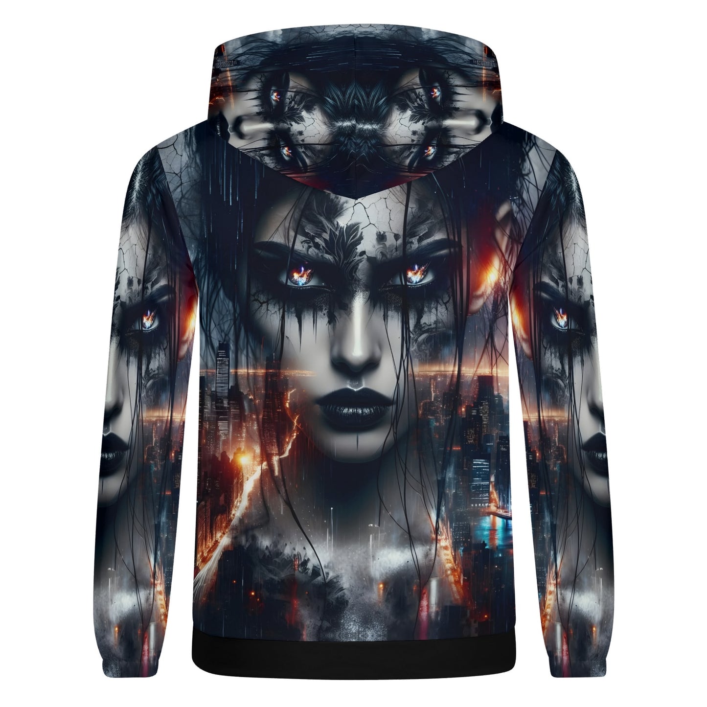 Wicked Vision Cotton Terry hoodie by Loud and Lethal featuring dark artistic face design with glowing eyes