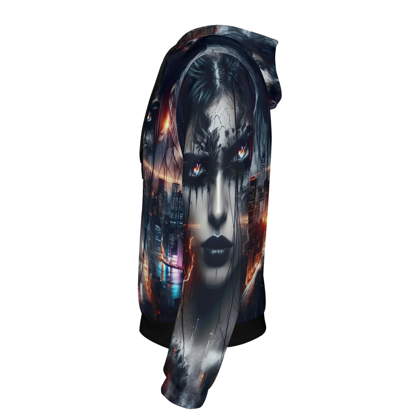Wicked Vision Cotton Terry hoodie by Loud and Lethal featuring dark urban artwork with a haunting female face