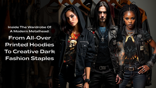 3 Individuals showcasing All-Over Printed Hoodies To Creative Dark Fashion