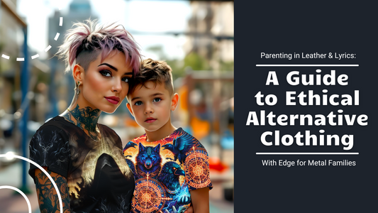Mother and son wearing ethical alternative clothing with edge