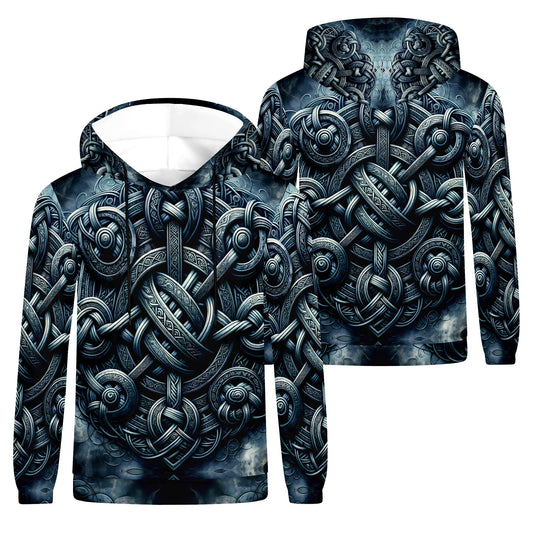 Argent Knotwork – Poly French Terry Hoodie by Loud and Lethal