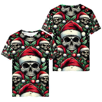 Candlelit Skulls Lycra Christmas T-Shirt