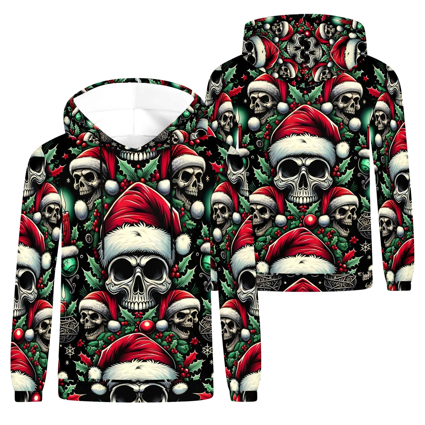 Candlelit Skulls Christmas – Poly French Terry Hoodie