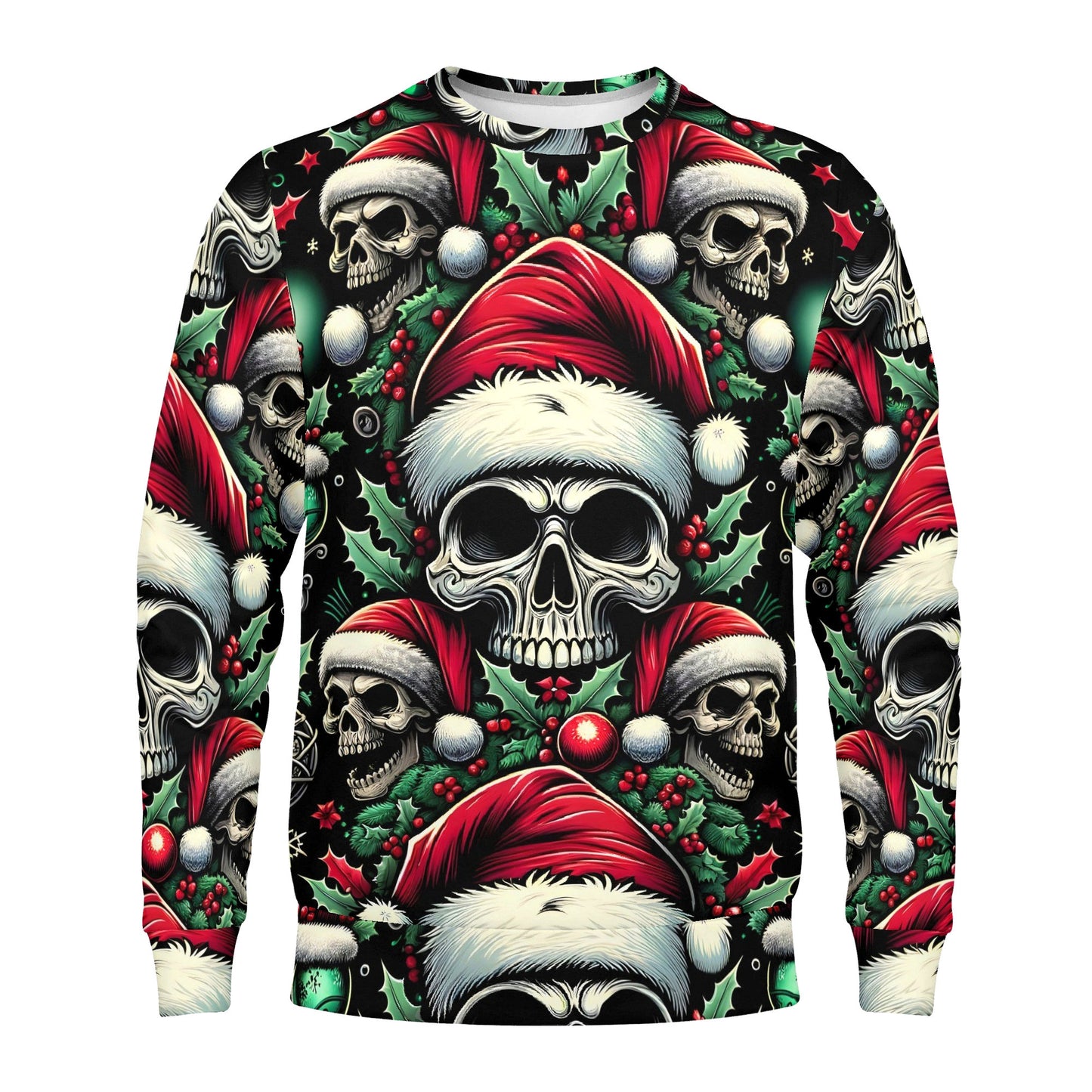 Candlelit Skulls - Cotton Terry Christmas Sweatshirt