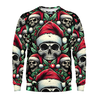 Candlelit Skulls - Cotton Terry Christmas Sweatshirt