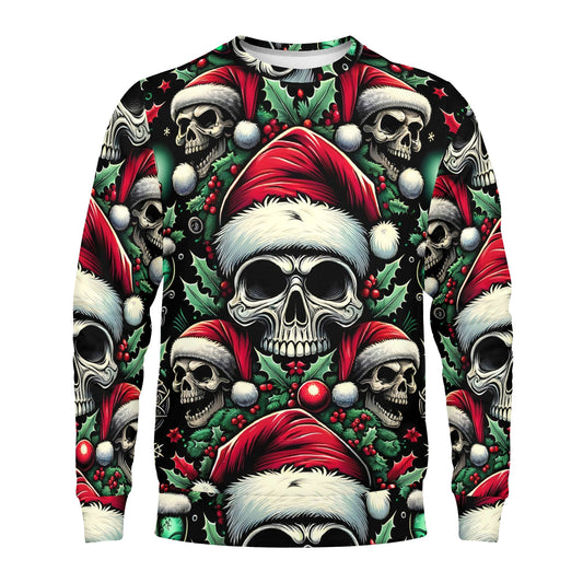 Candlelit Skulls - Cotton Terry Christmas Sweatshirt