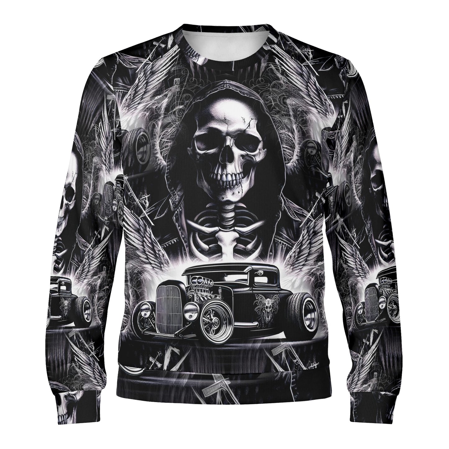 Chrome and Bones – Unisex Sweater: Ride Between Life and Death