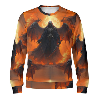 Dark Moon Knight – Unisex Sweater - A Gothic Warrior Rises Under the Full Moon