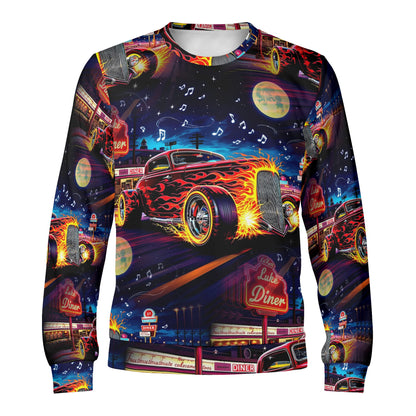 Diner Dreams and Speed – Unisex Sweater: Retro Thrills & Rockabilly Vibes