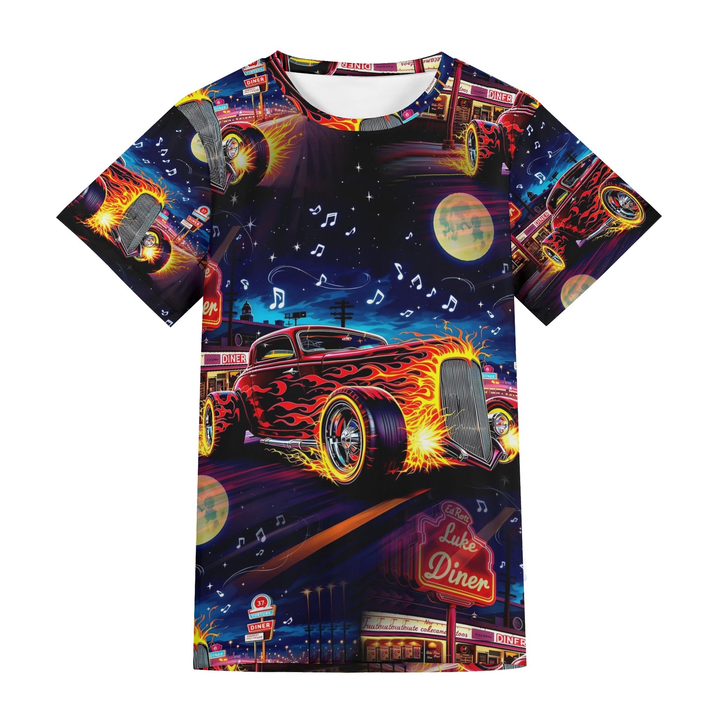 Diner Dreams & Speed – Unisex All-Over Print T-Shirt