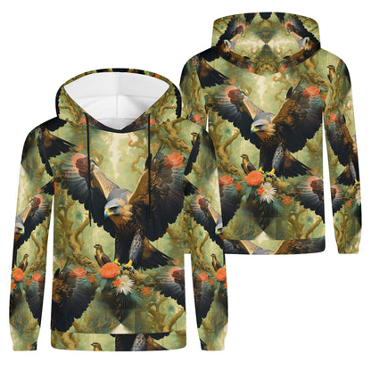 Eagle Flora – Unisex Hoodie - Embrace the Majesty of Nature with Edgy Elegance